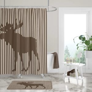 Striped Moose Shower Curtain for Bathroom Decor, Home Decor