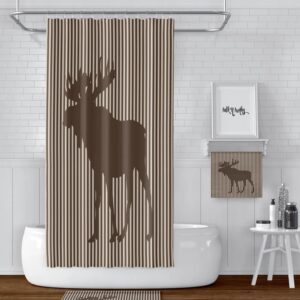 Striped Moose Shower Curtain for Bathroom Decor, Home Decor