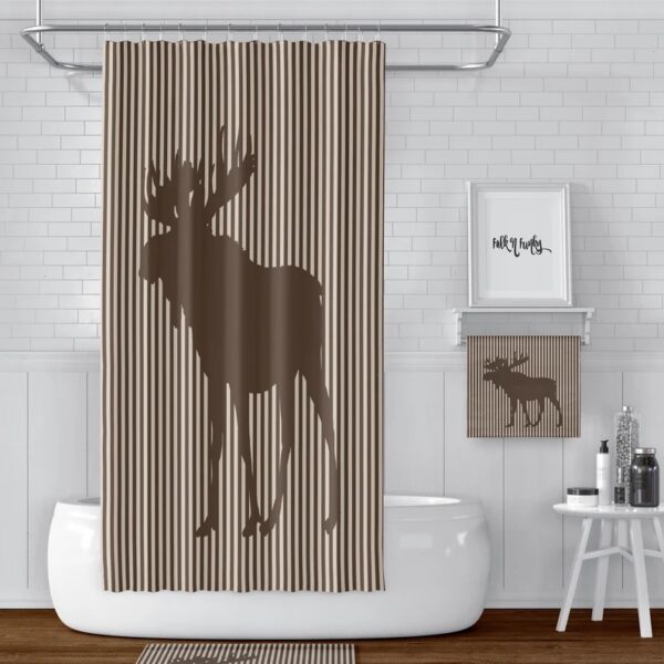 Striped Moose Shower Curtain for Bathroom Decor, Home Decor