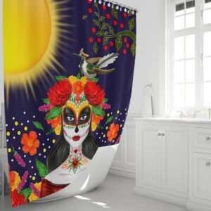Sugar Skull Woman Shower Curtain for Bathroom Decor, Home Decor