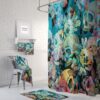 Teal Skull Shower Curtain for Bathroom Decor, Home Decor