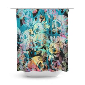 Teal Skull Shower Curtain for Bathroom Decor, Home Decor