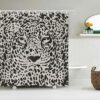 Tiger Leopard Black White Shower Curtain, Wildlife Jungle Big Animal Fabric Curtain Home Bathroom Decor, House Gift For Animal Lovers