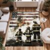 Tribute to Service: Dad Fire Fighter and Son Firefighter Personalized Area Mats, Firefighter Rugs for Living Room Bedroom, Firefighter Rectangular Rugs Full Size FR96