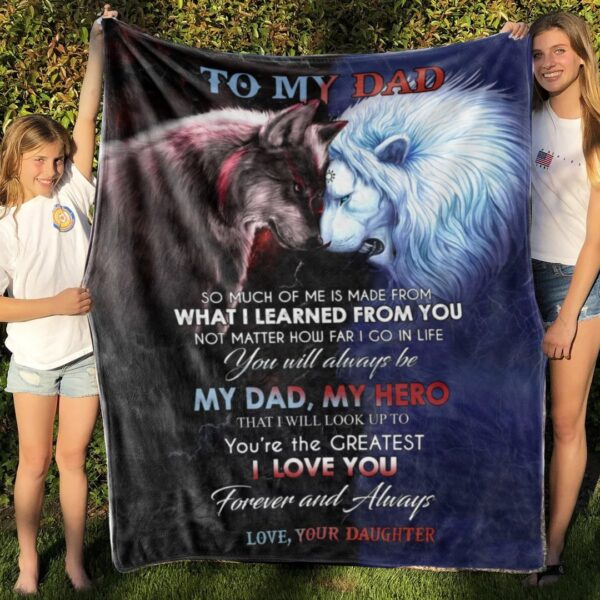Wolf and Lion Personalized Quilt Blanket For Dad - Bedroom Decor