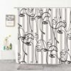 Woman Black And White Shower Curtain, Women Face Portrait Line Drawing Silhouettes Bathroom Curtain, Home Bath Decor, Birthday Gift