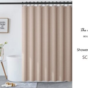 Worm Color Linen-Textured Thick Shower Curtain, Extra Heavy Curtain Waterproof, Small Grommets Curtains.