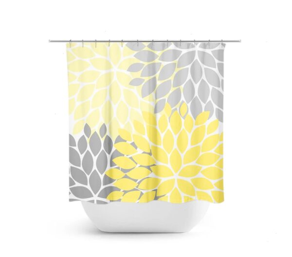 Yellow And Gray Shower Curtain, Floral Shower Curtain, Yellow Bathroom Decor, Guest Bathroom, Girls Bathroom, Floral Bath Curtain